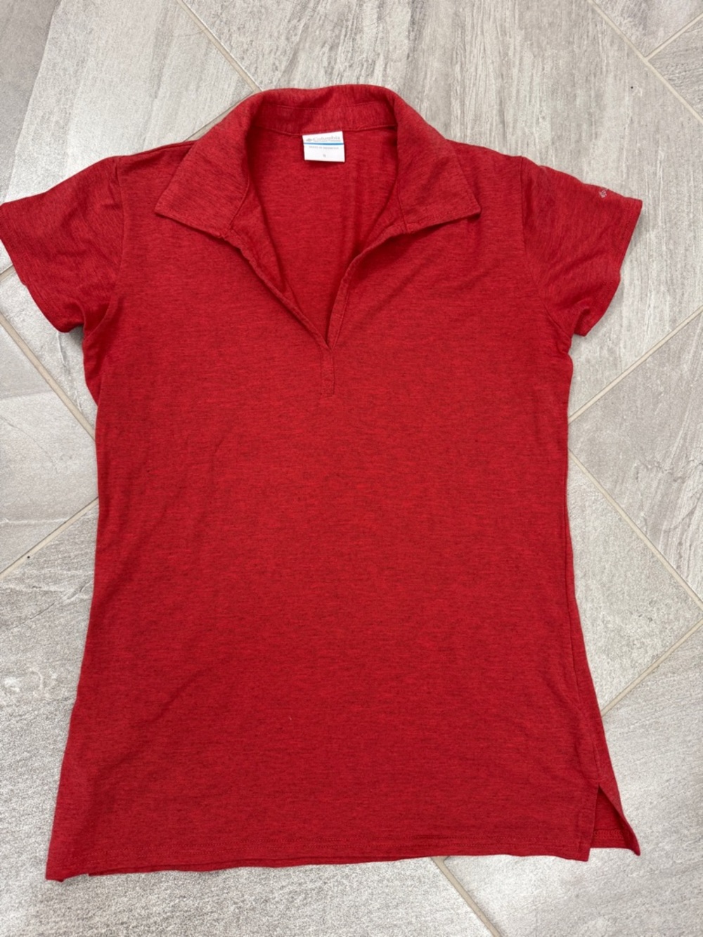 Columbia Women's Red Short-Sleeve Polo Knit Top